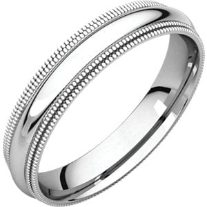 Jewels By Lux 925 Sterling Silver 4mm Light Milgrain Wedding Ring Band 